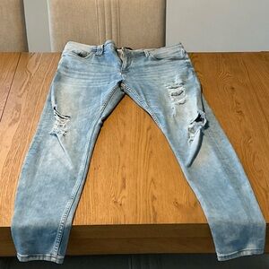 Zara Men's Light Blue Ripped Skinny Jeans 36/30